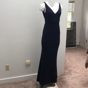 Navy wedding guest or bridesmaid dress.